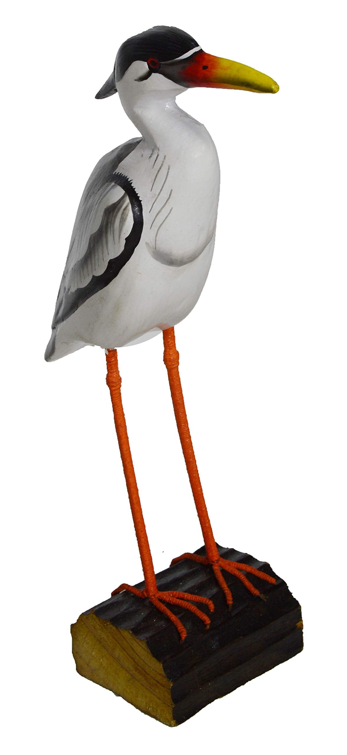 Hand Carved Painted Wood Carving Heron Bird Decoy Vintage Style Wood Replica Life-Like Figurine