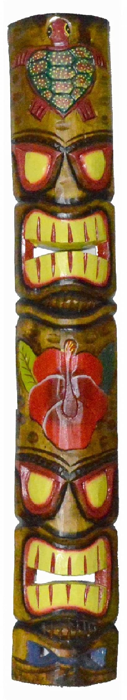 39 in Polynesian Tiki Bar Mask Two Turtle Headdress Hand Carved