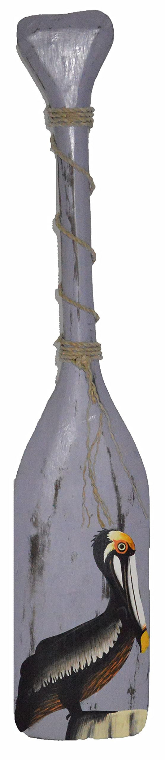 WorldBazzar NAUTICAL OAR PADDLE WITH PELICAN WOODEN WALL ART DECOR 20"