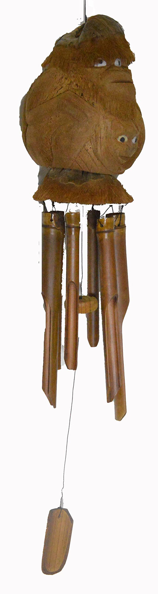 Hand Carved Large Beautiful Bamboo Coconut Monkey FACE Wind Chime