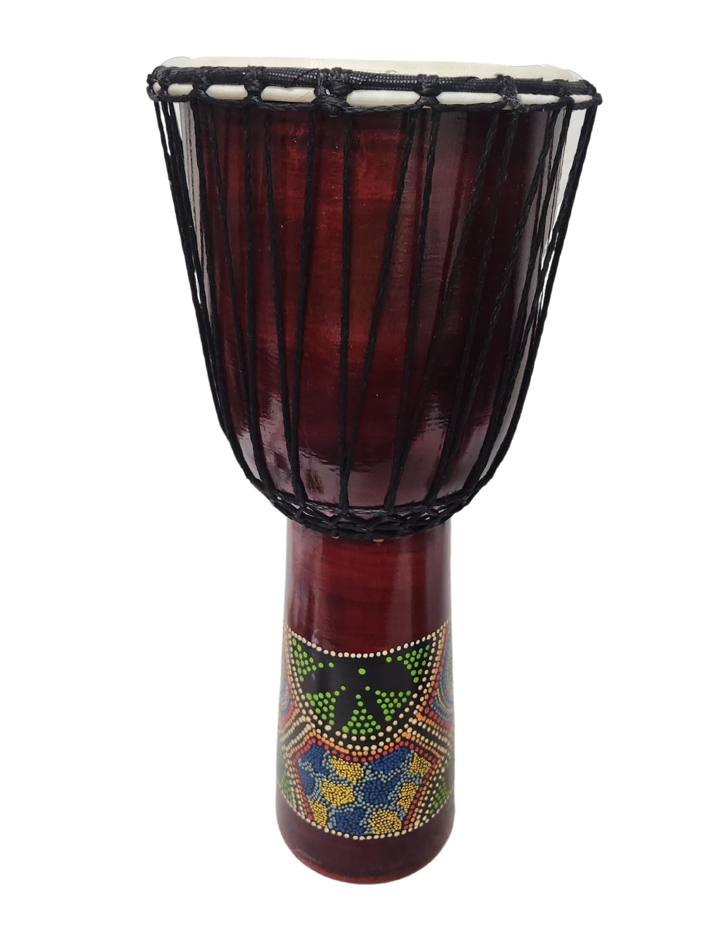 20" DJEMBE DRUM BONGO HAND CARVED AFRICAN ABORIGINAL DOT ART DESIGN