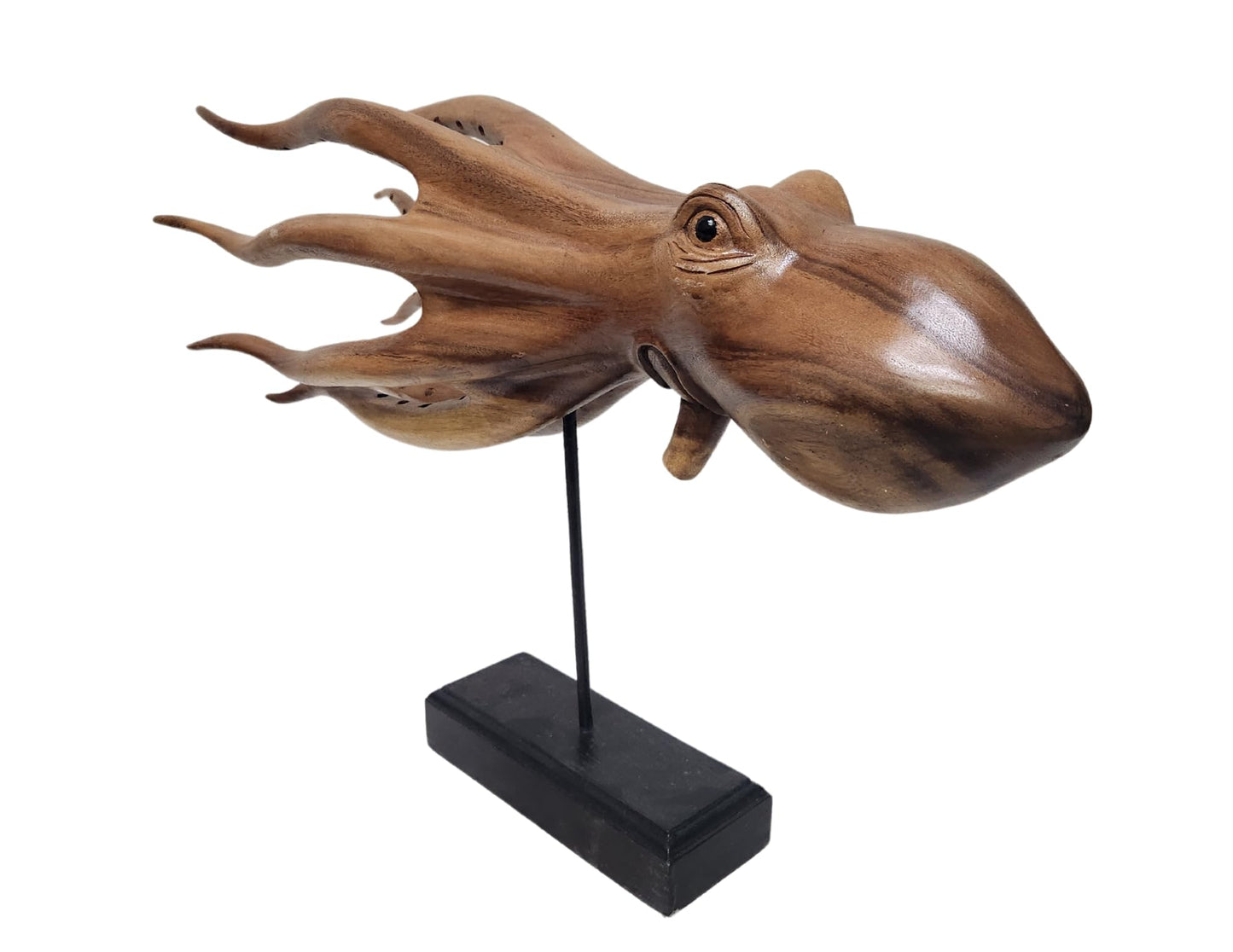 Large Hand Carved Sculpture Wood Octopus ABSTARCT Stand Modern Carving Art Can Be on Stand or Alone