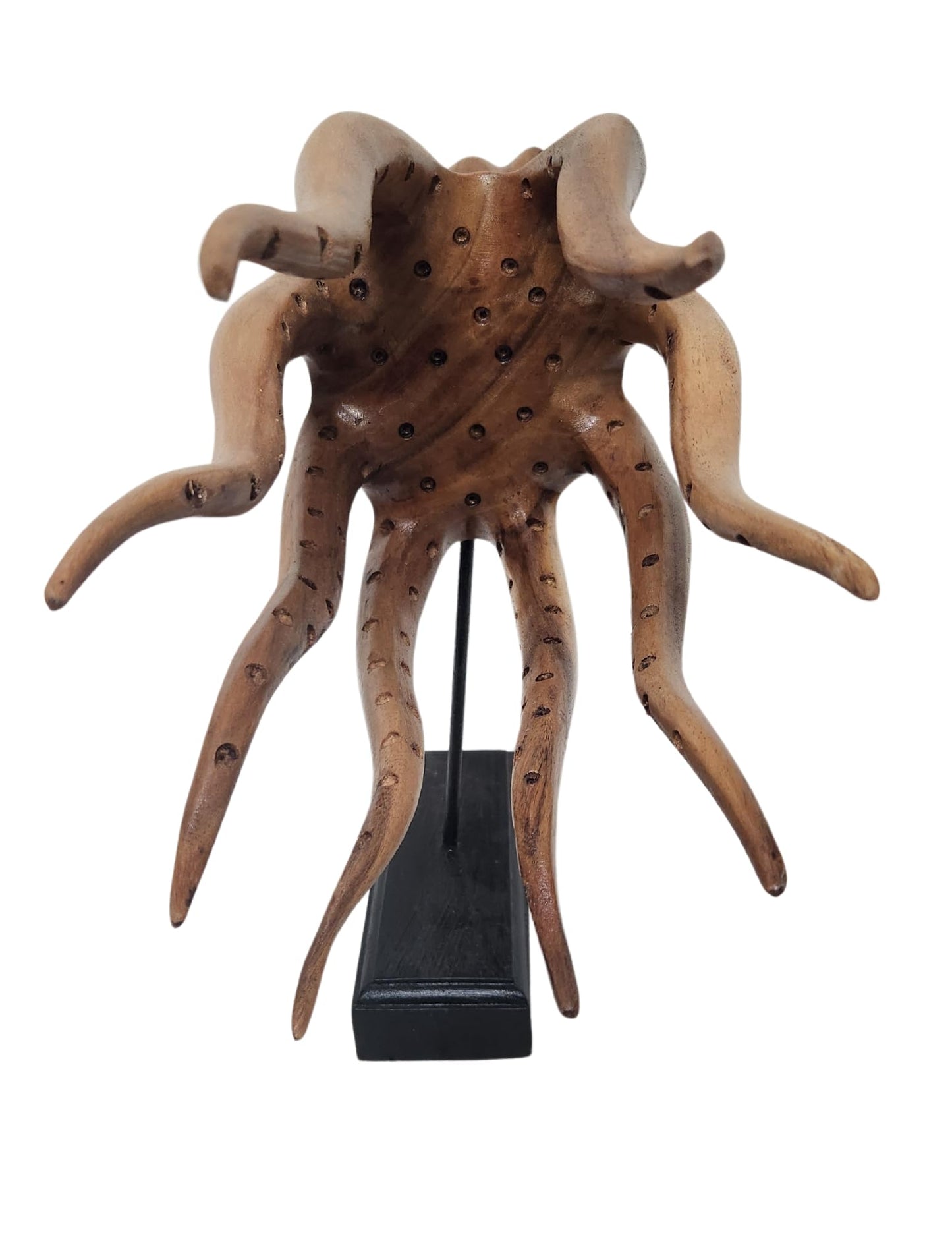 Large Hand Carved Sculpture Wood Octopus ABSTARCT Stand Modern Carving Art Can Be on Stand or Alone