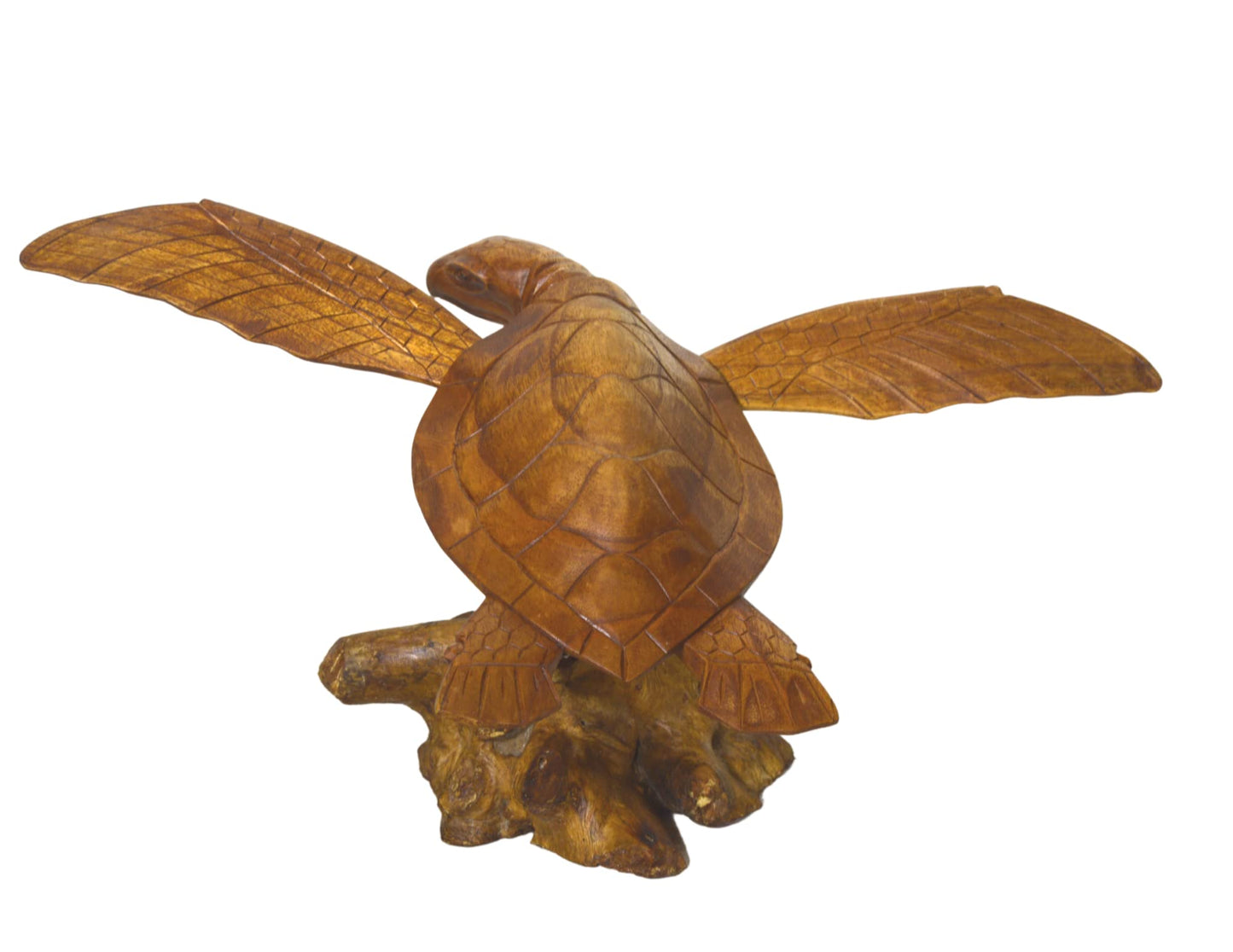 WorldBazzar Hand Carved Mahogany SEA Turtle ON Coral Log Drift Wood