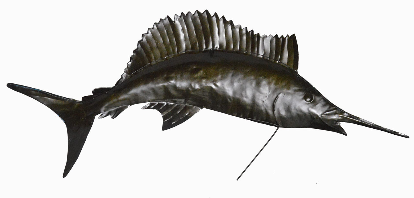 WorldBazzar XL SAILFISH MARLIN SPORT FISH METAL WALL ART TROPHY NAUTICAL COASTAL BOAT TROPICAL DECOR