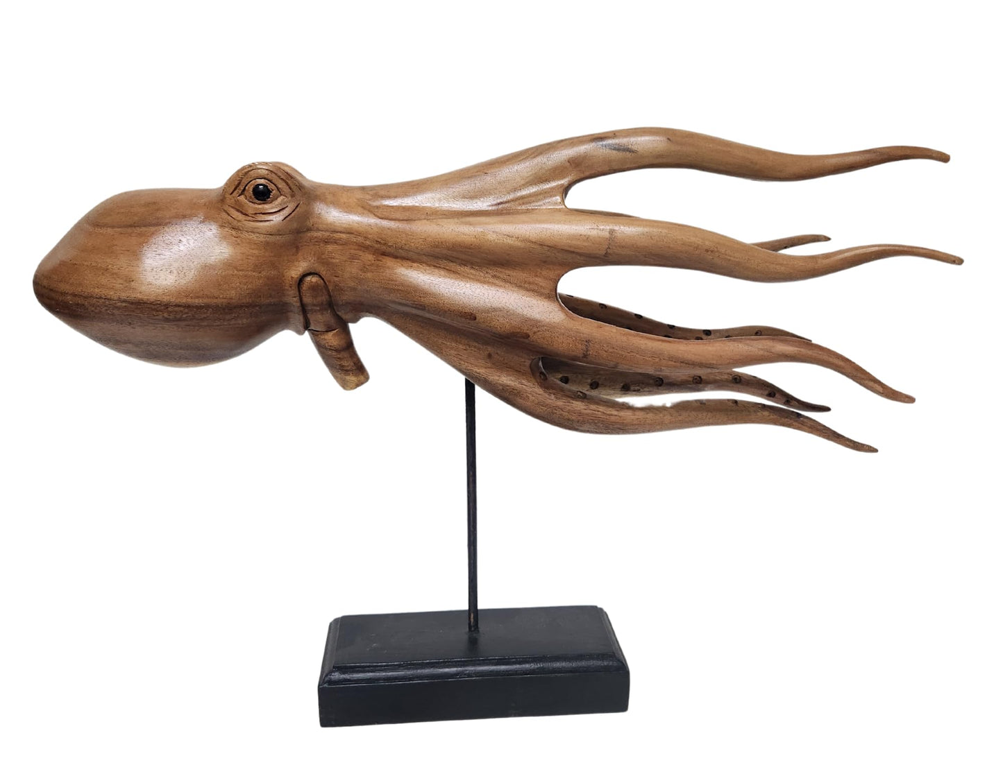 Large Hand Carved Sculpture Wood Octopus ABSTARCT Stand Modern Carving Art Can Be on Stand or Alone