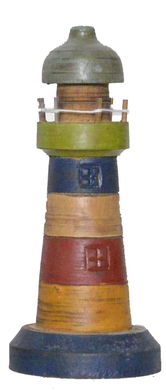 New Hand Carved Lighthouse 8" Color Design Wood Carving Nautical Statue Kitchen Gadget Sculpture