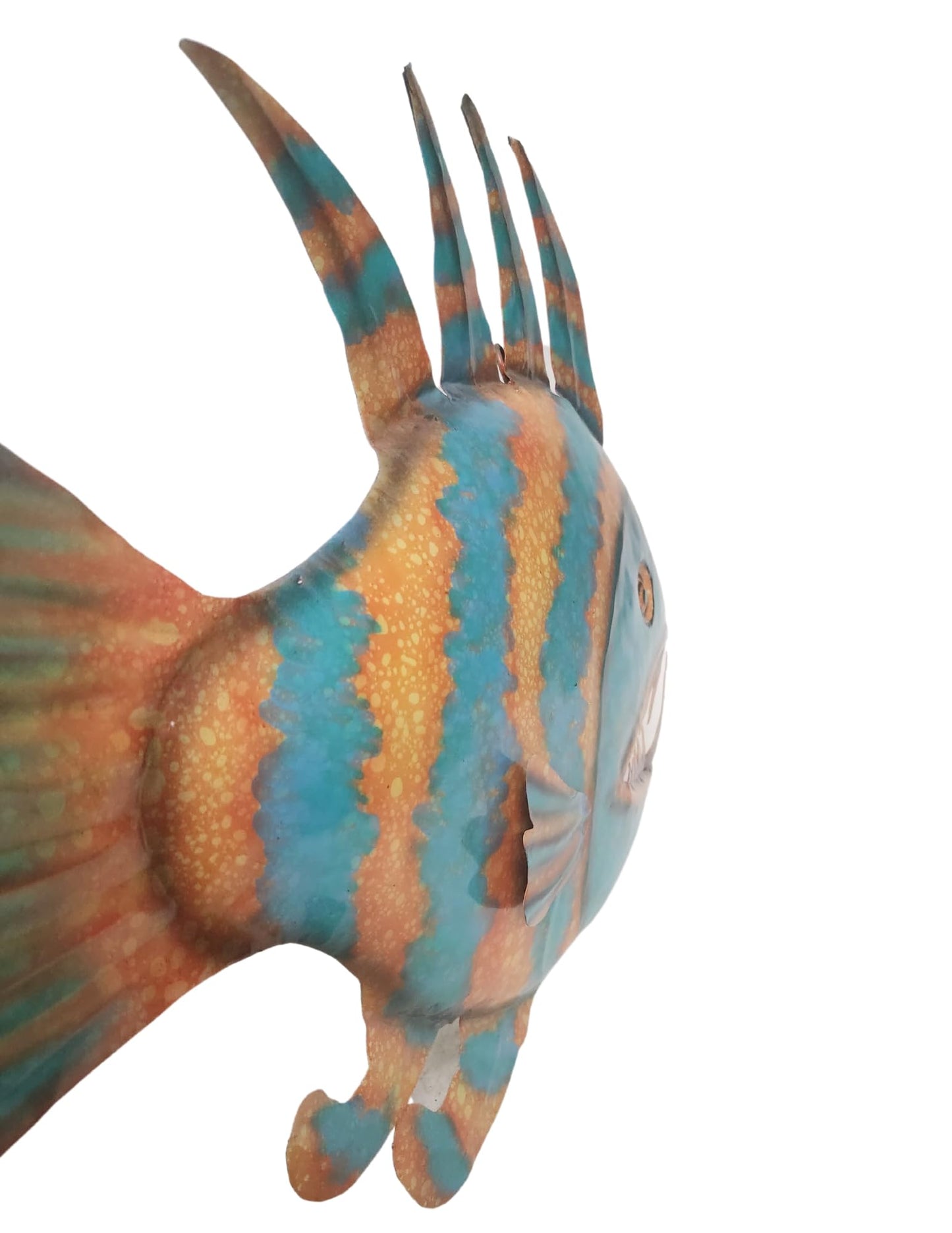 WorldBazzar ABSTRACT PIRANHA ANGLER FISH COLORFUL BEAUTIFUL UNIQUE NAUTICAL METAL WALL ART BIG TEETH