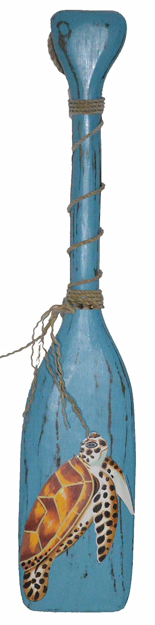WorldBazzar NAUTICAL OAR PADDLE WITH TURTLE WOODEN WALL ART DECOR 20"