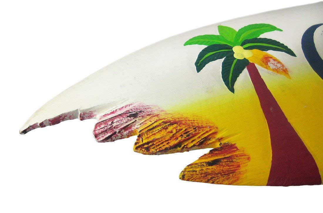 20" Wooden Handmade Corona Palm Tree Shark Bite Surf Board Sign Wall Plaque Art