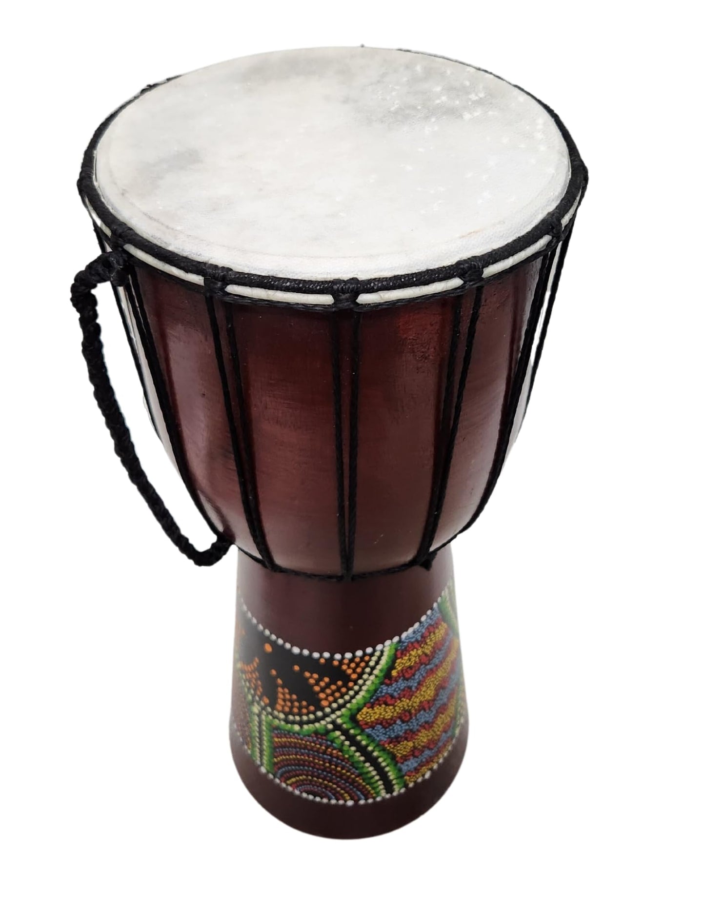DJEMBE DRUM BONGO 16" HAND CARVED AFRICAN ABORIGINAL DOT ART DESIGN DIRECT FROM THE FACTORY