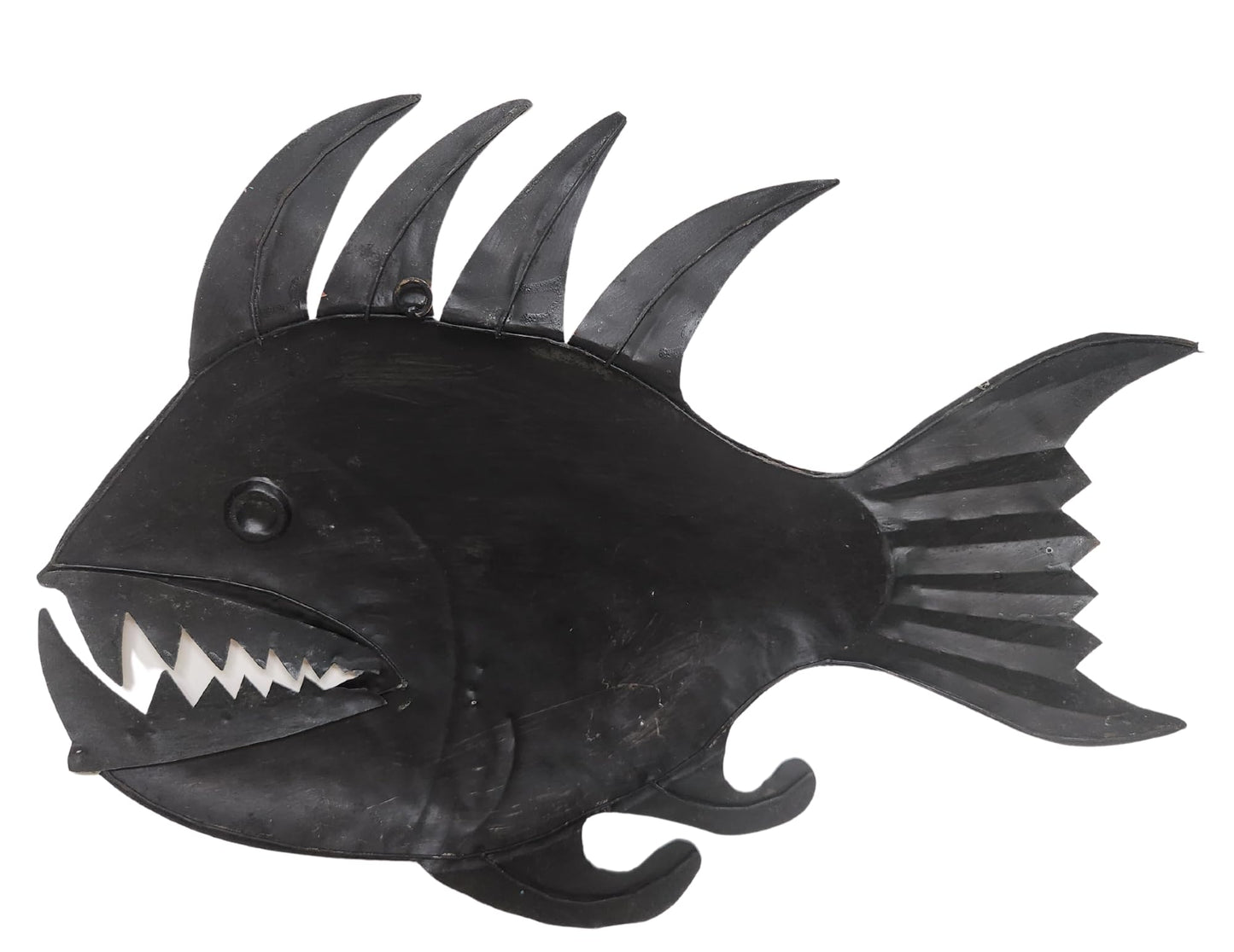 WorldBazzar ABSTRACT PIRANHA ANGLER FISH COLORFUL BEAUTIFUL UNIQUE NAUTICAL METAL WALL ART BIG TEETH