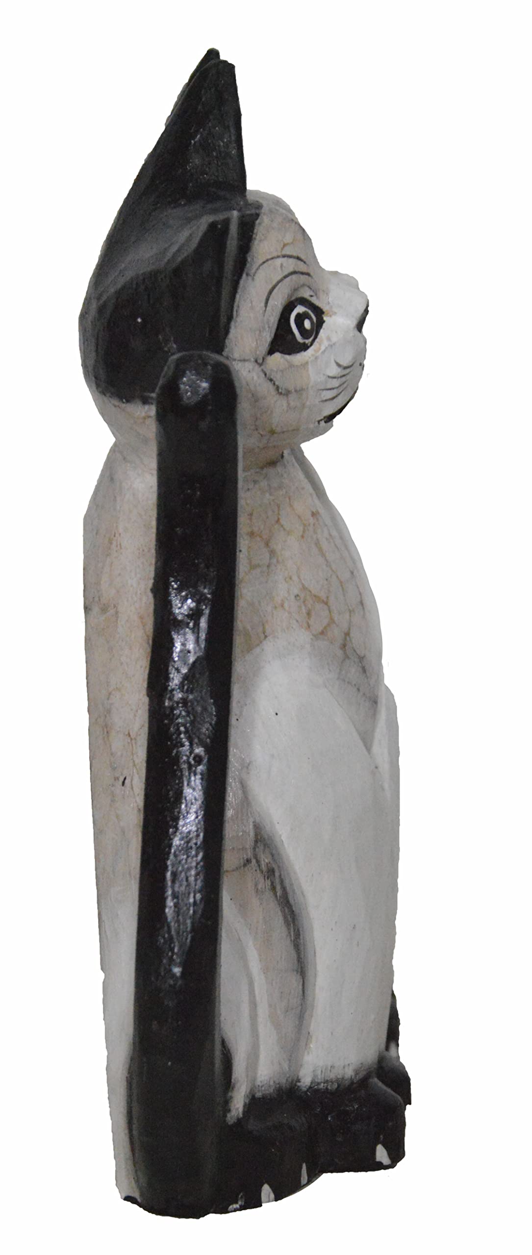 WorldBazzar Large Size Handmade Carved Wood Cats Lovers Tabby Siamese Persian American Ragdoll