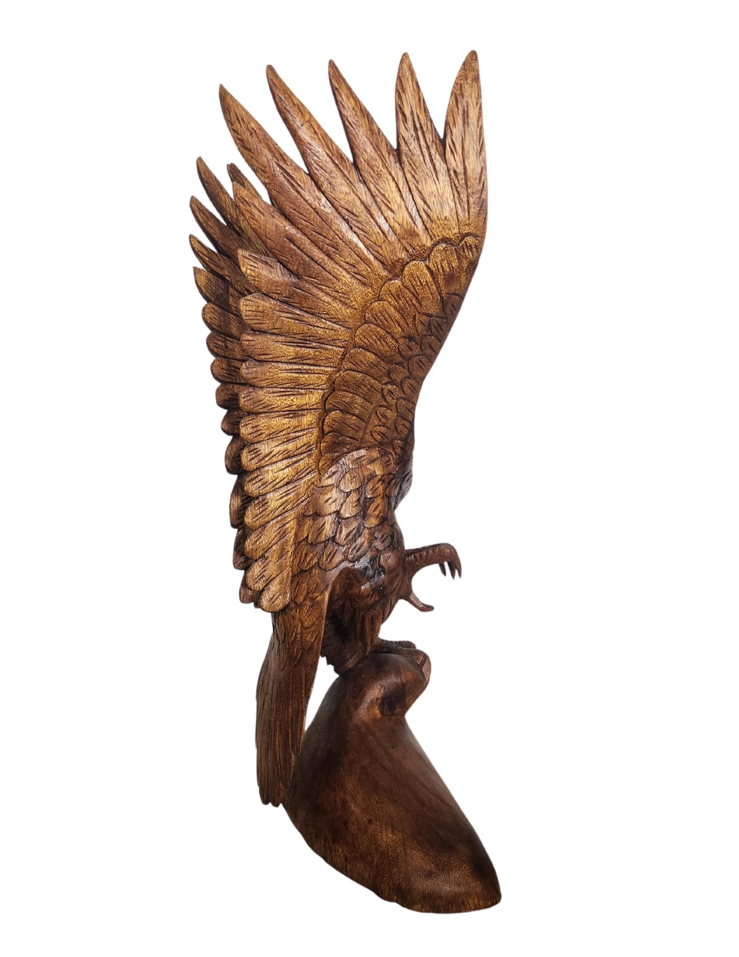 Large Hand Carved Mahogany Wood Bald Eagle, 20 in Tall Indian Cowboy Horse (2)