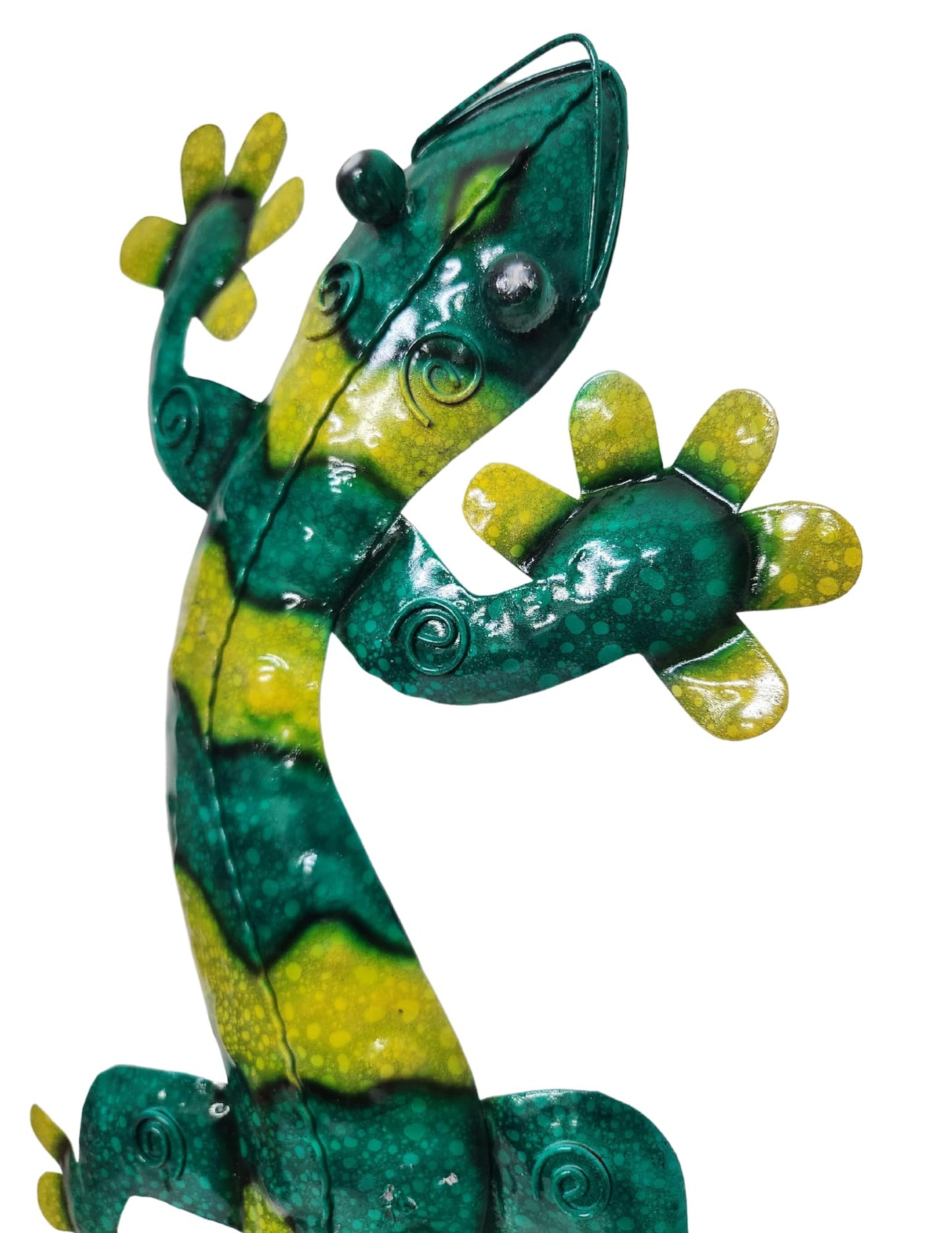 WorldBazzar HUGE Beautiful Unique Set of 3 GREEN Geckos Lizard Metal Tropical Island Wall Art