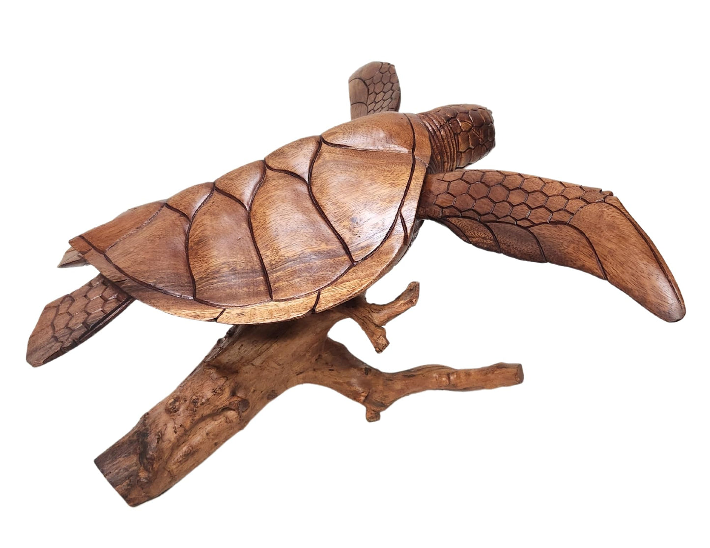 WorldBazzar Beautiful Extra Large Huge Hand Carved Wood Turtle Ocean Coral Statue One of Kind,Brown