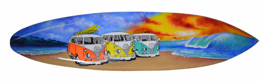 Volkswagen Transporter Kombi Microbus Bus Camper Bulli Hard Wood Handmade AIRBRUSH ART SURFBOARD Palm Tree Beach Ocean Surf 39" Sign Wall Plaque Art