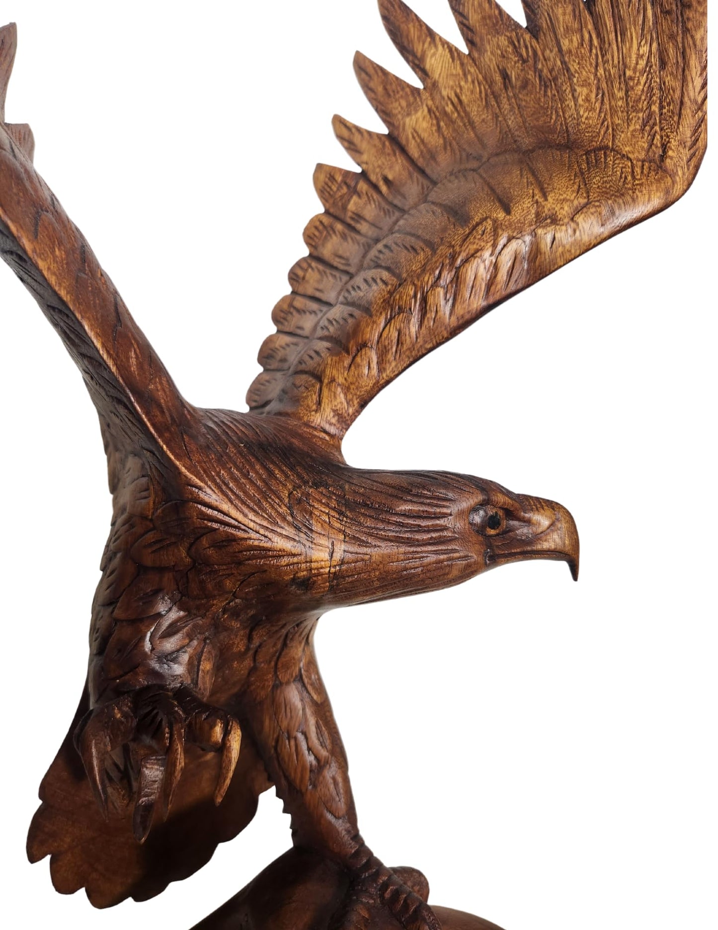 Large Hand Carved Mahogany Wood Bald Eagle, 20 in Tall Indian Cowboy Horse (2)