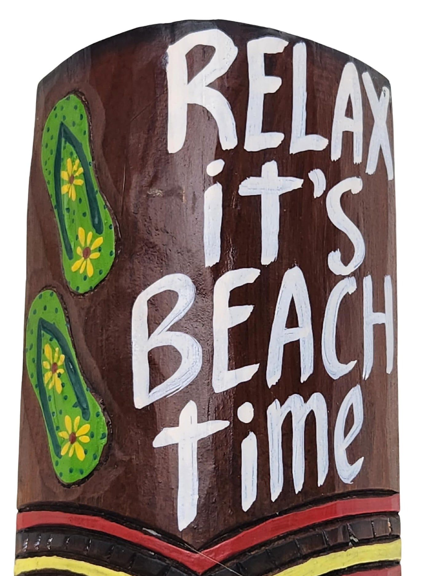 WorldBazzar 20" SET OF 2 HANDMADE TIKI MASK HAWAIIAN POLYNESIAN WALL ART TRIBAL BAR TROPICAL Come Classy Leave Trashy & Relax It's Beach Time Signs