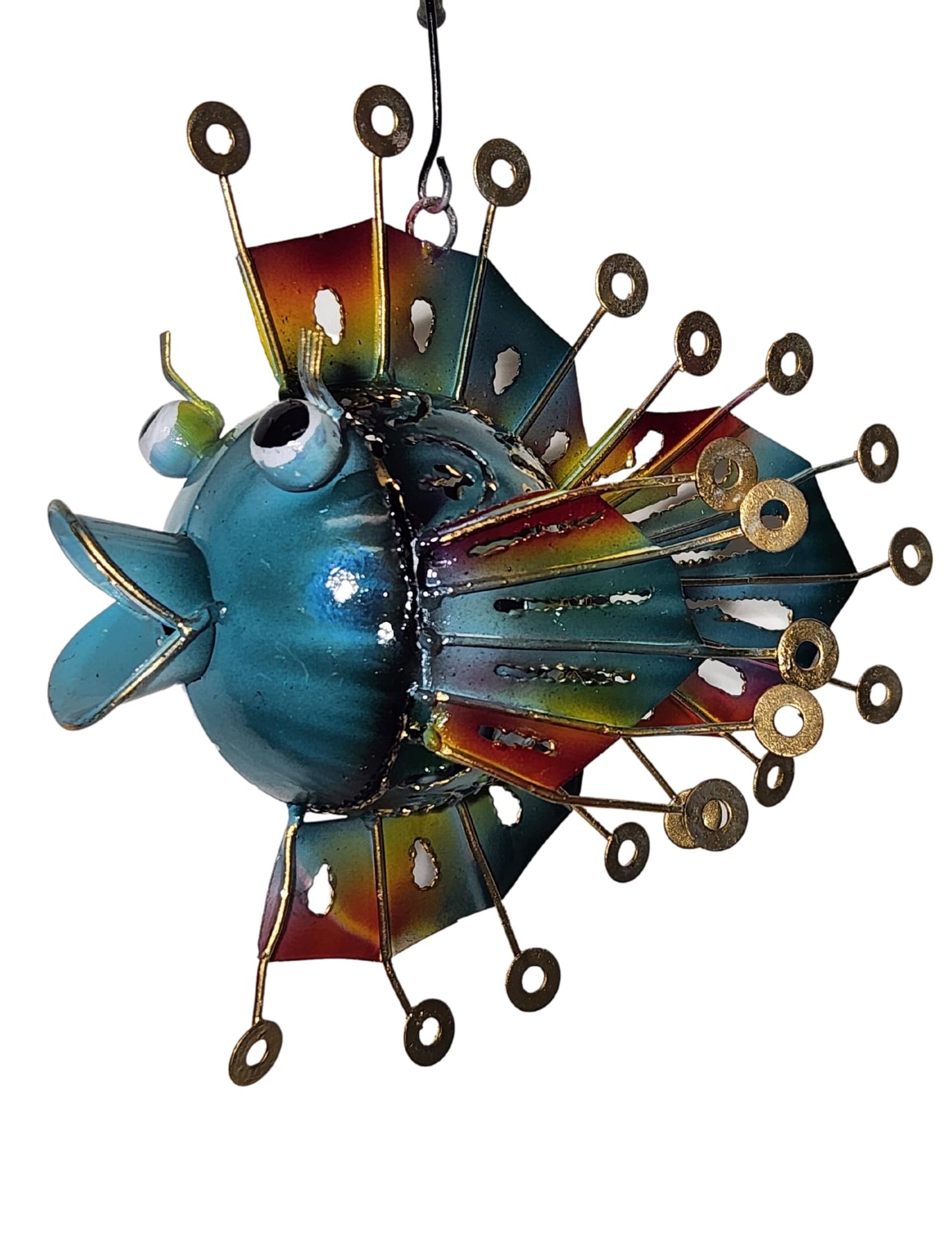 Angel Unique Metal Candle Holder Blow Fish Hanging Art