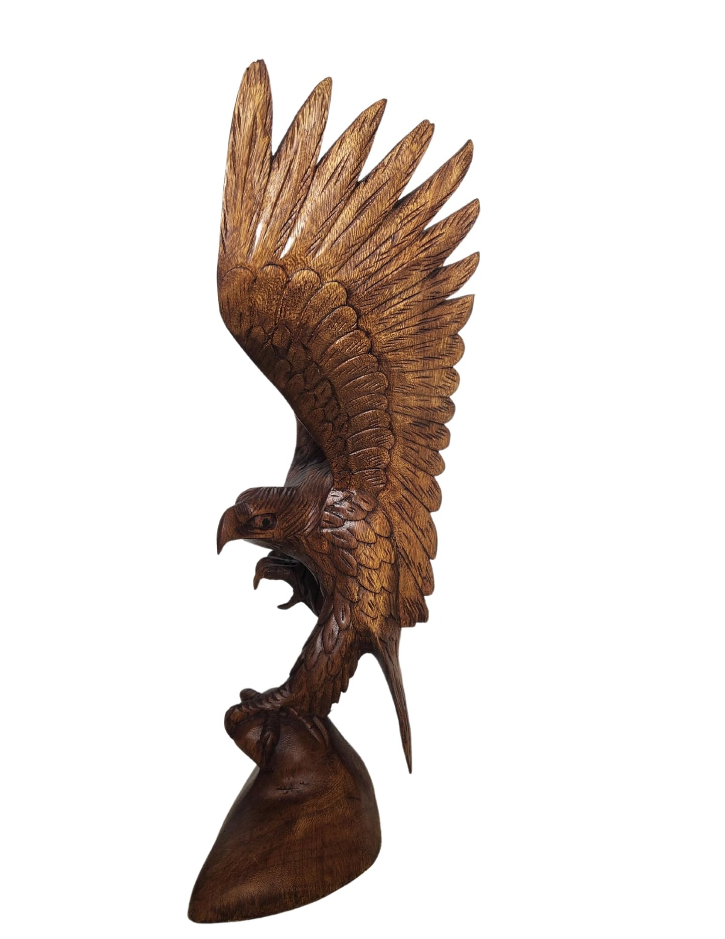 Large Hand Carved Mahogany Wood Bald Eagle, 20 in Tall Indian Cowboy Horse (2)