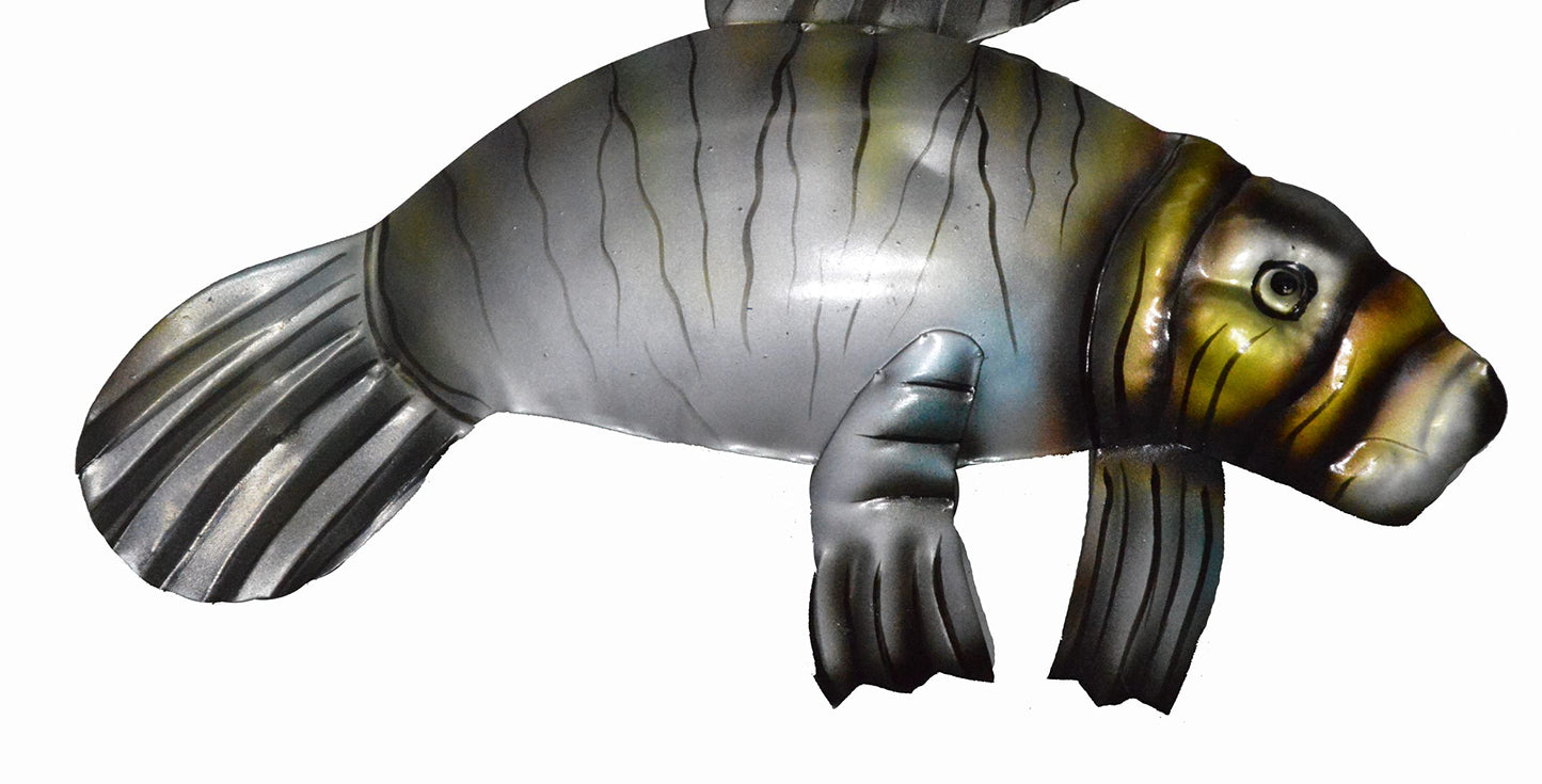 WorldBazzar BEAUTIFUL UNIQUE NAUTICAL AGGREGATION OF MANATEES CONTEMPORARY METAL WALL ART GROUP MOM BABY SEA COWS