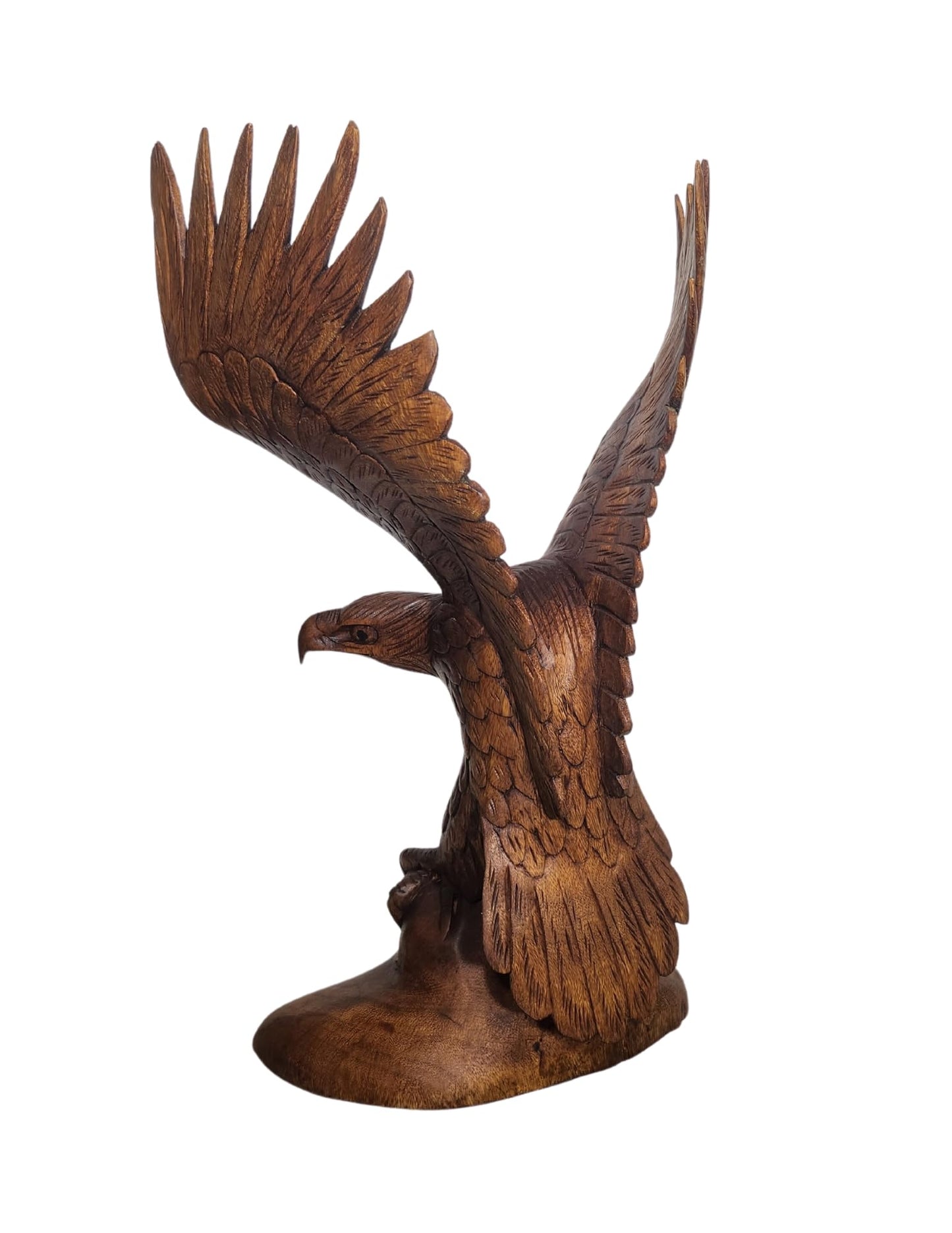 Large Hand Carved Mahogany Wood Bald Eagle, 20 in Tall Indian Cowboy Horse (2)