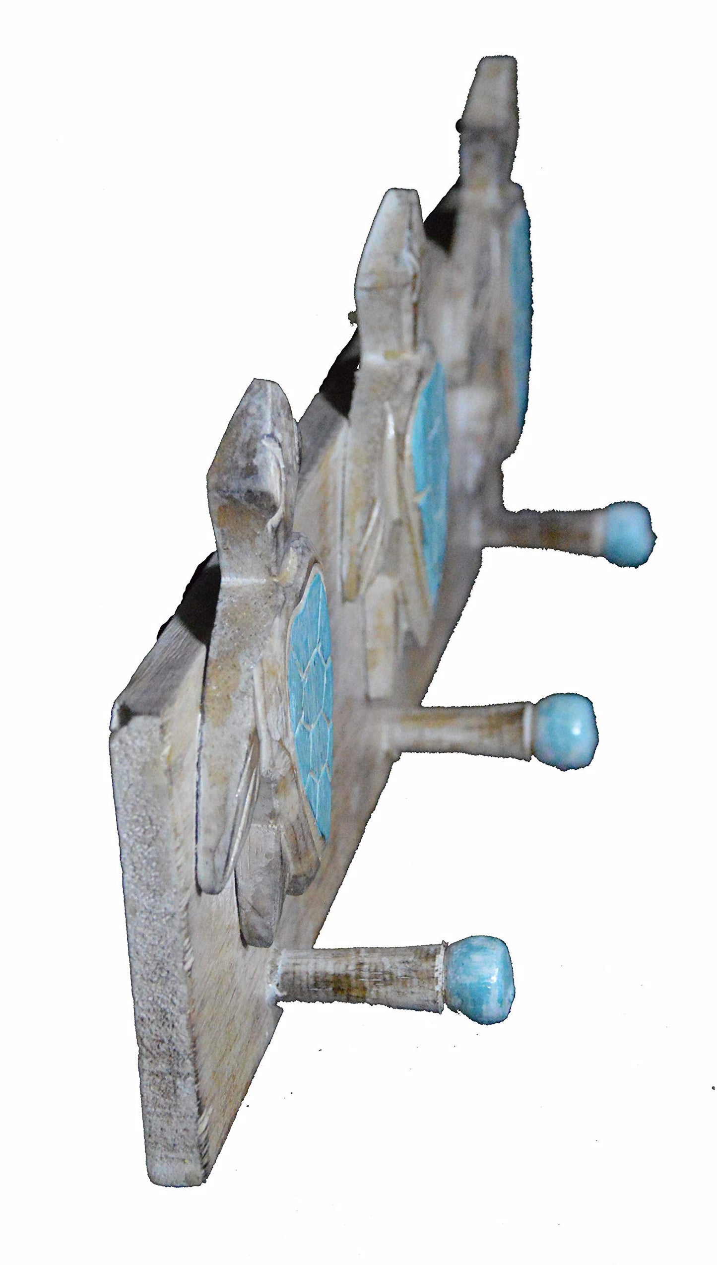 WorldBazzar LG Hand Carved TURTLE towels beach Hanger Holder Surfboard Wooden Wall Hanging Art Sign Tiki Bar