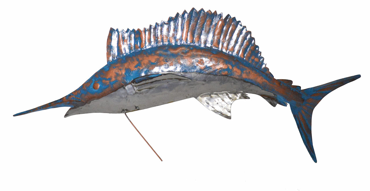 WorldBazzar XL SAILFISH MARLIN SPORT FISH METAL WALL ART TROPHY NAUTICAL COASTAL BOAT TROPICAL DECOR