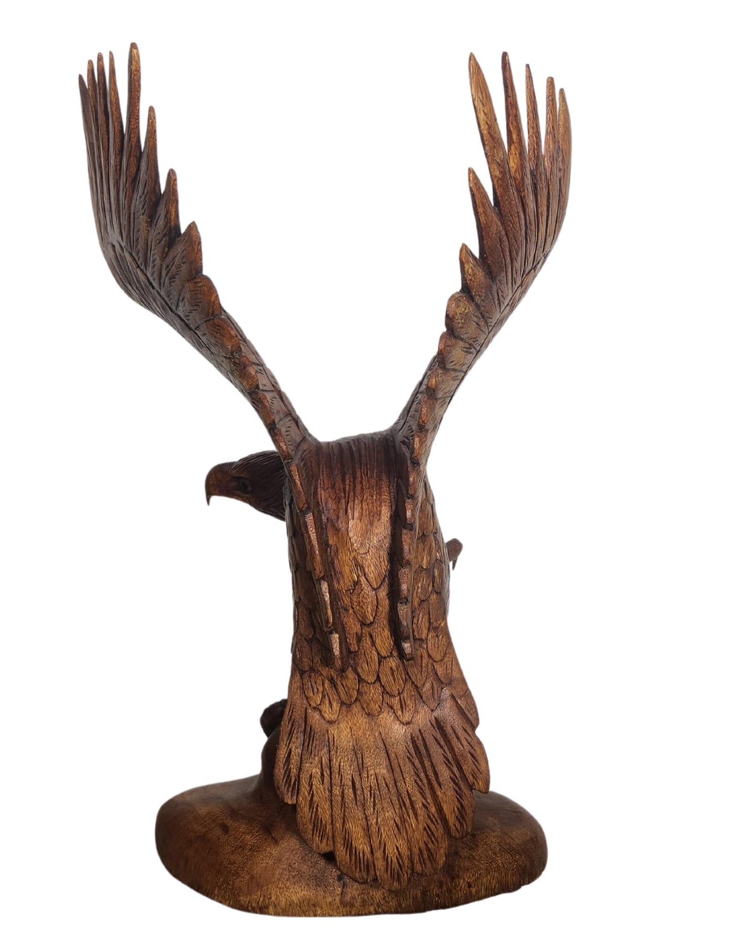 Large Hand Carved Mahogany Wood Bald Eagle, 20 in Tall Indian Cowboy Horse (2)