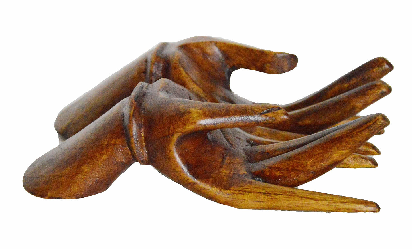 Natural Color Tropical Wood Hands Business Card Holder