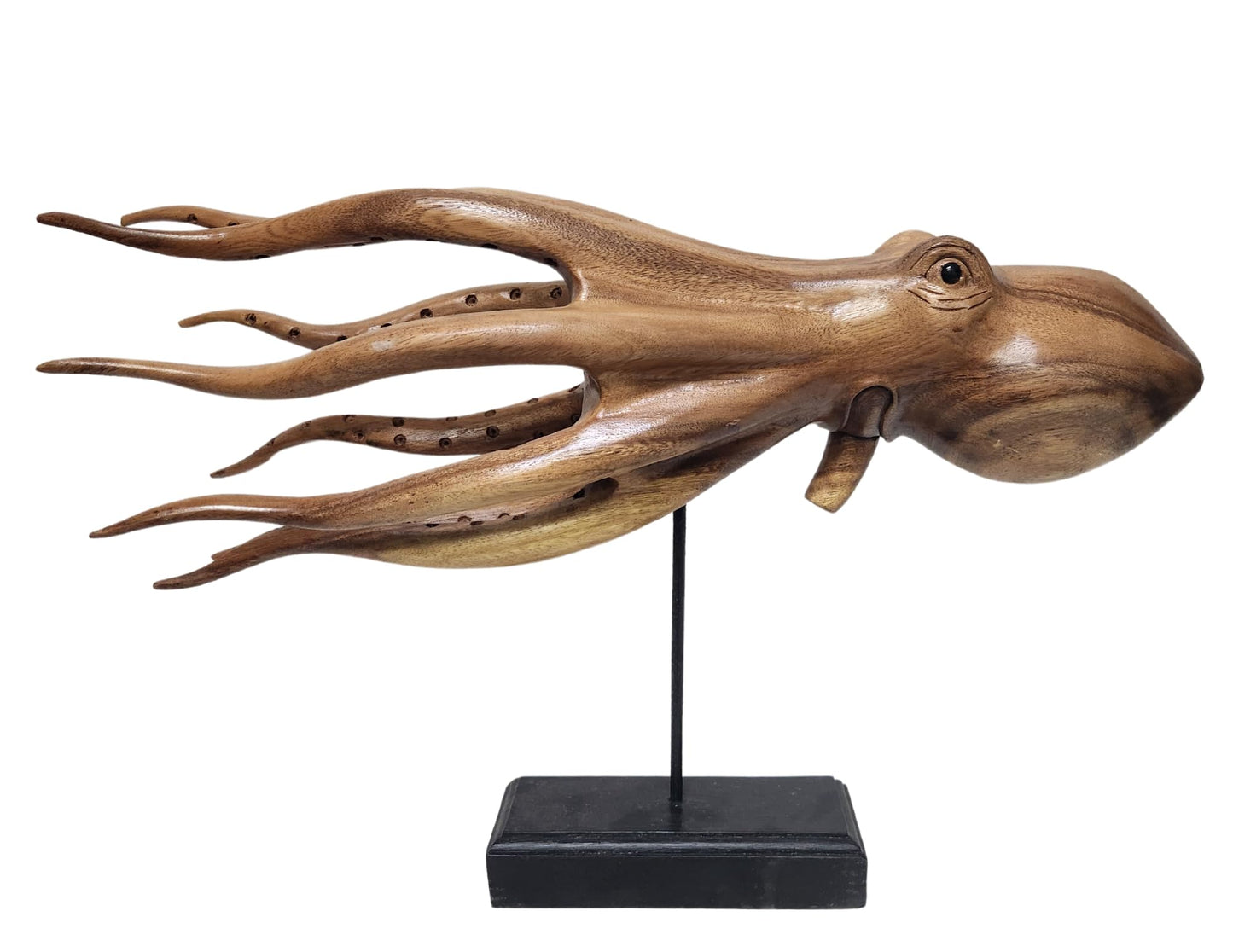 Large Hand Carved Sculpture Wood Octopus ABSTARCT Stand Modern Carving Art Can Be on Stand or Alone