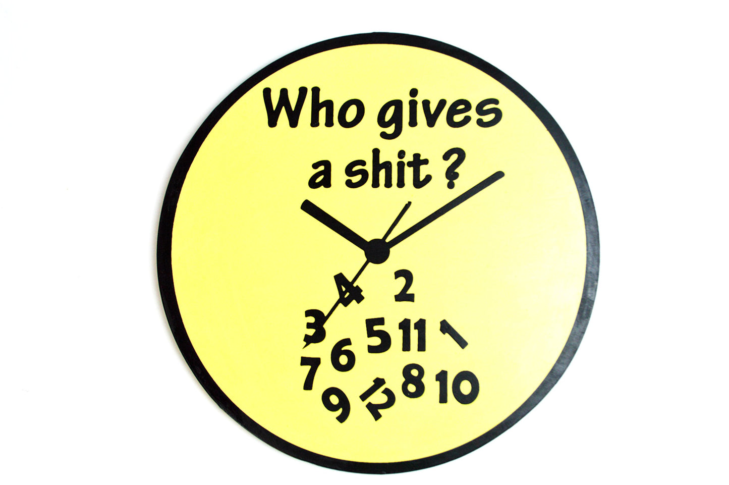 WorldBazzar LG 12 inch Hand Carved Wood WHO Gives A Shit Clock TIME Sign Plaque Wall Art Decor