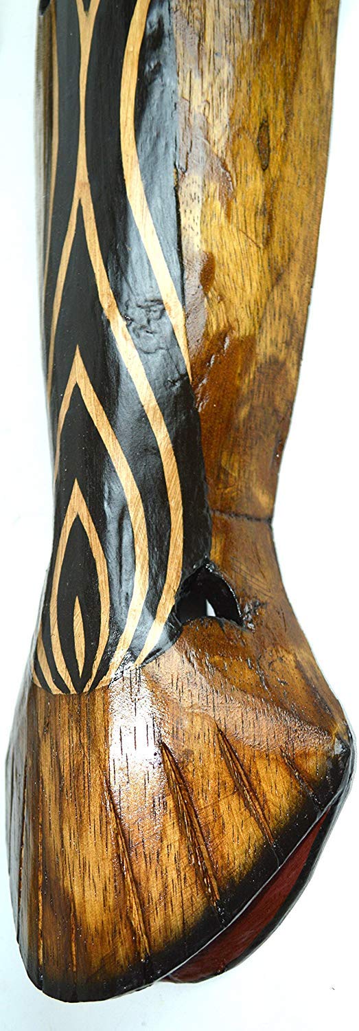 20" Pair of Giraffe and Zebra Hand Carved Tribal Head Masks