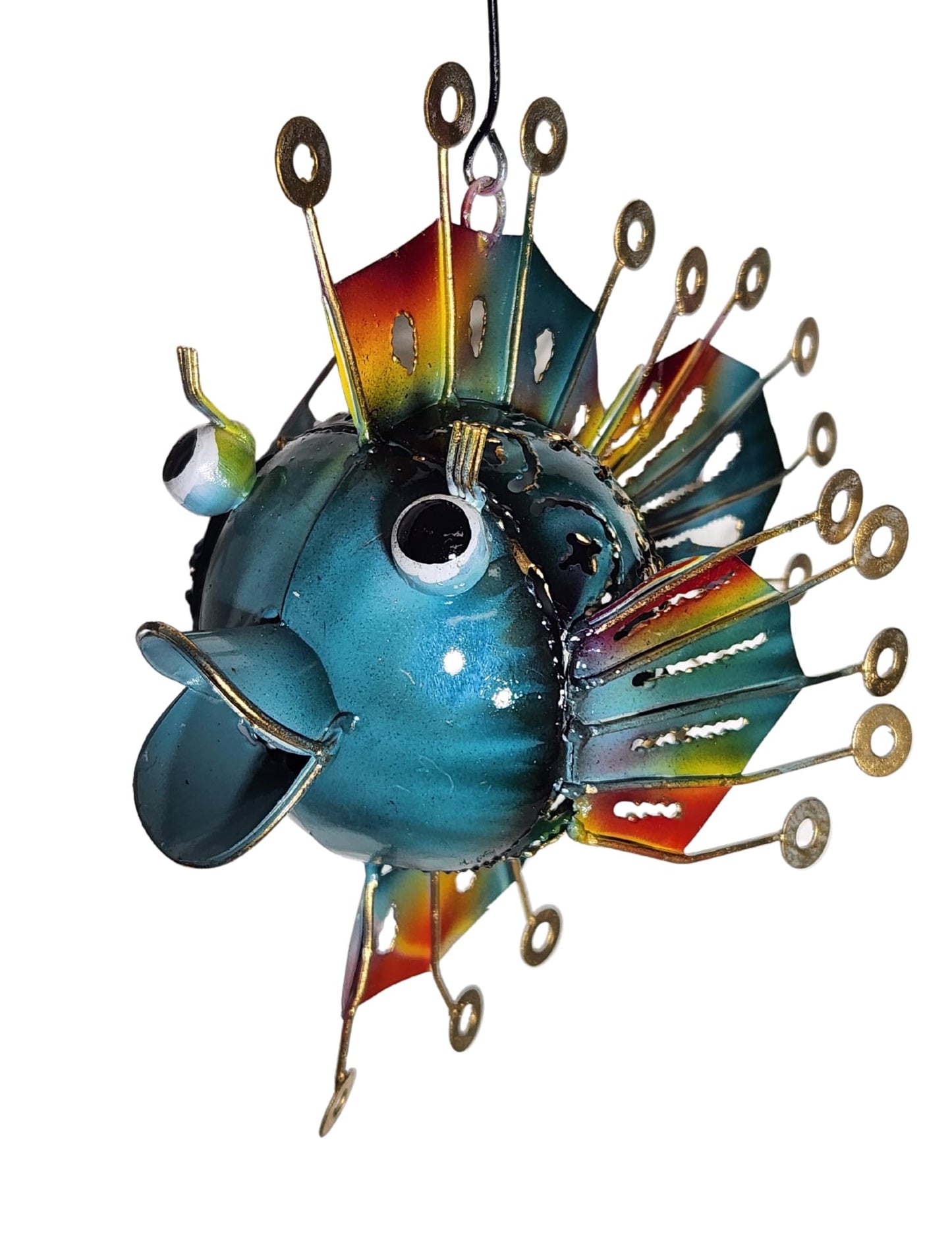 Angel Unique Metal Candle Holder Blow Fish Hanging Art