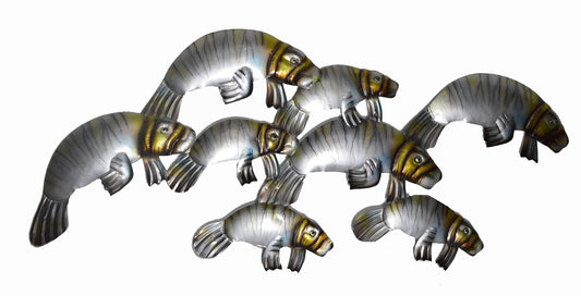 WorldBazzar BEAUTIFUL UNIQUE NAUTICAL AGGREGATION OF MANATEES CONTEMPORARY METAL WALL ART GROUP MOM BABY SEA COWS