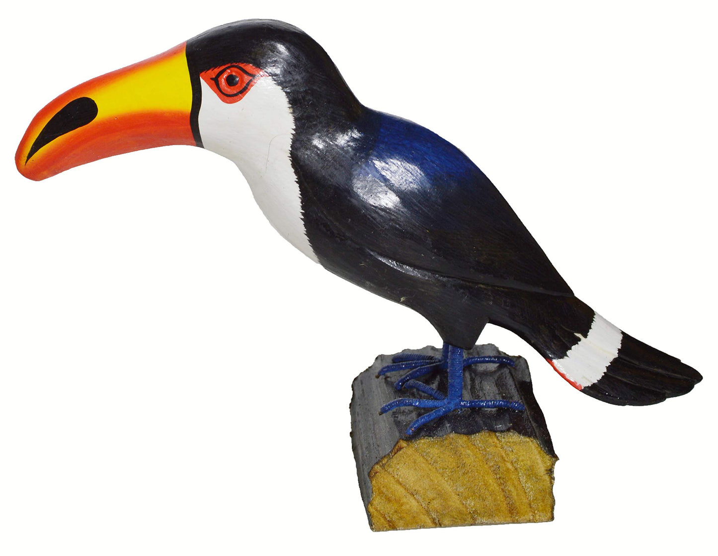 WorldBazzar Hand Carved Painted Wood Carving Toucan Bird Decoy Vintage Style Wood Replica Life-Like Figurine
