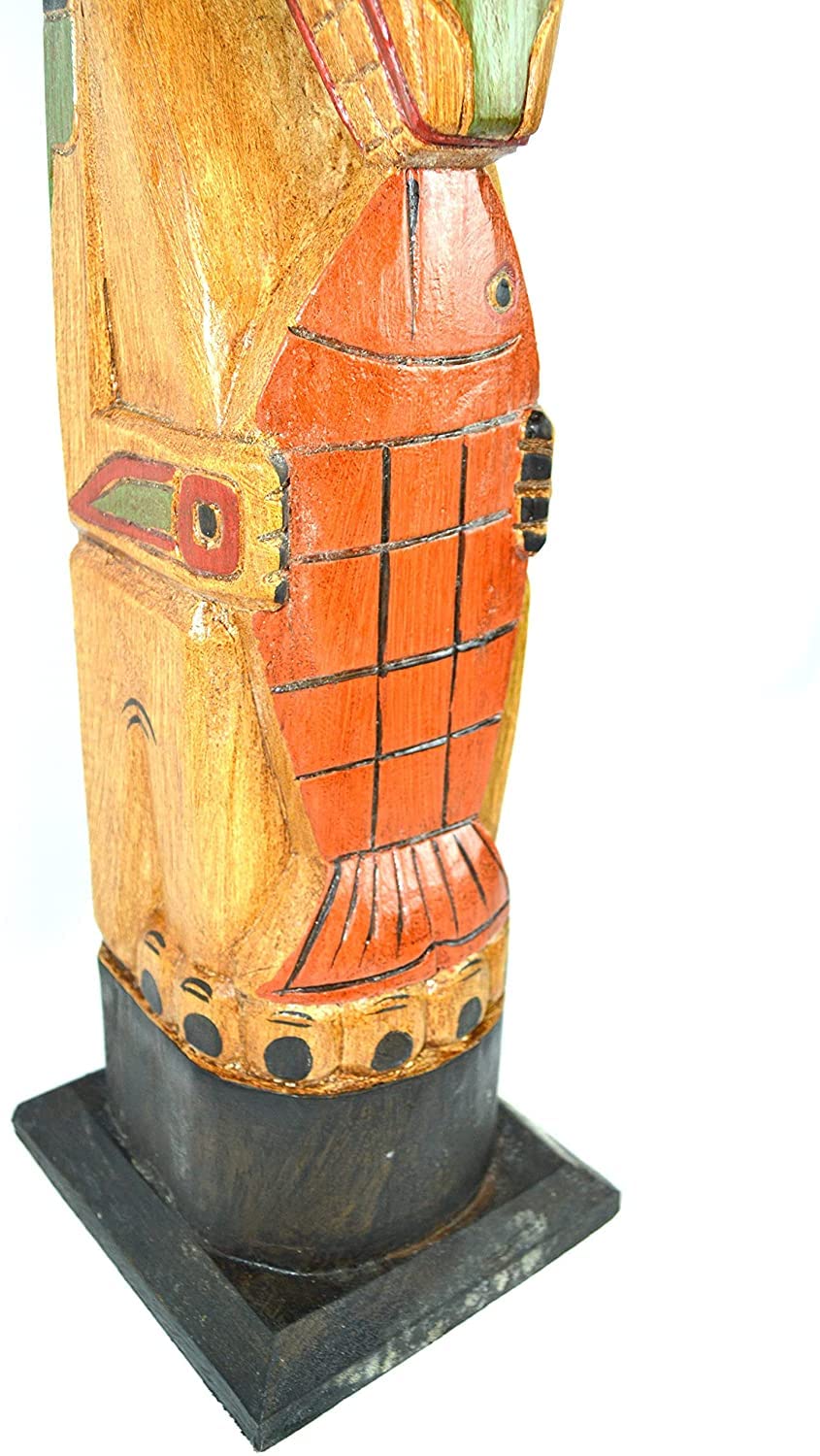 Extra Tall 3 Foot Tall Northwest Coast Style Wooden Eagle with Fish Totem Pole