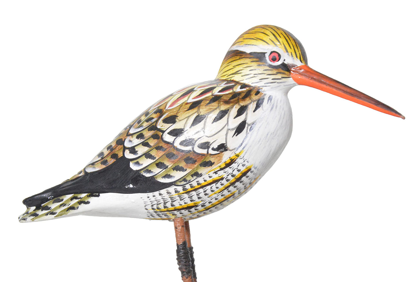 WorldBazzar 8 Hand Carved Painted Wood Carving SHOREBIRD Sandpiper Bird Decoy Vintage Style Blue Red Brown Green Yellow White Pink Black Medium