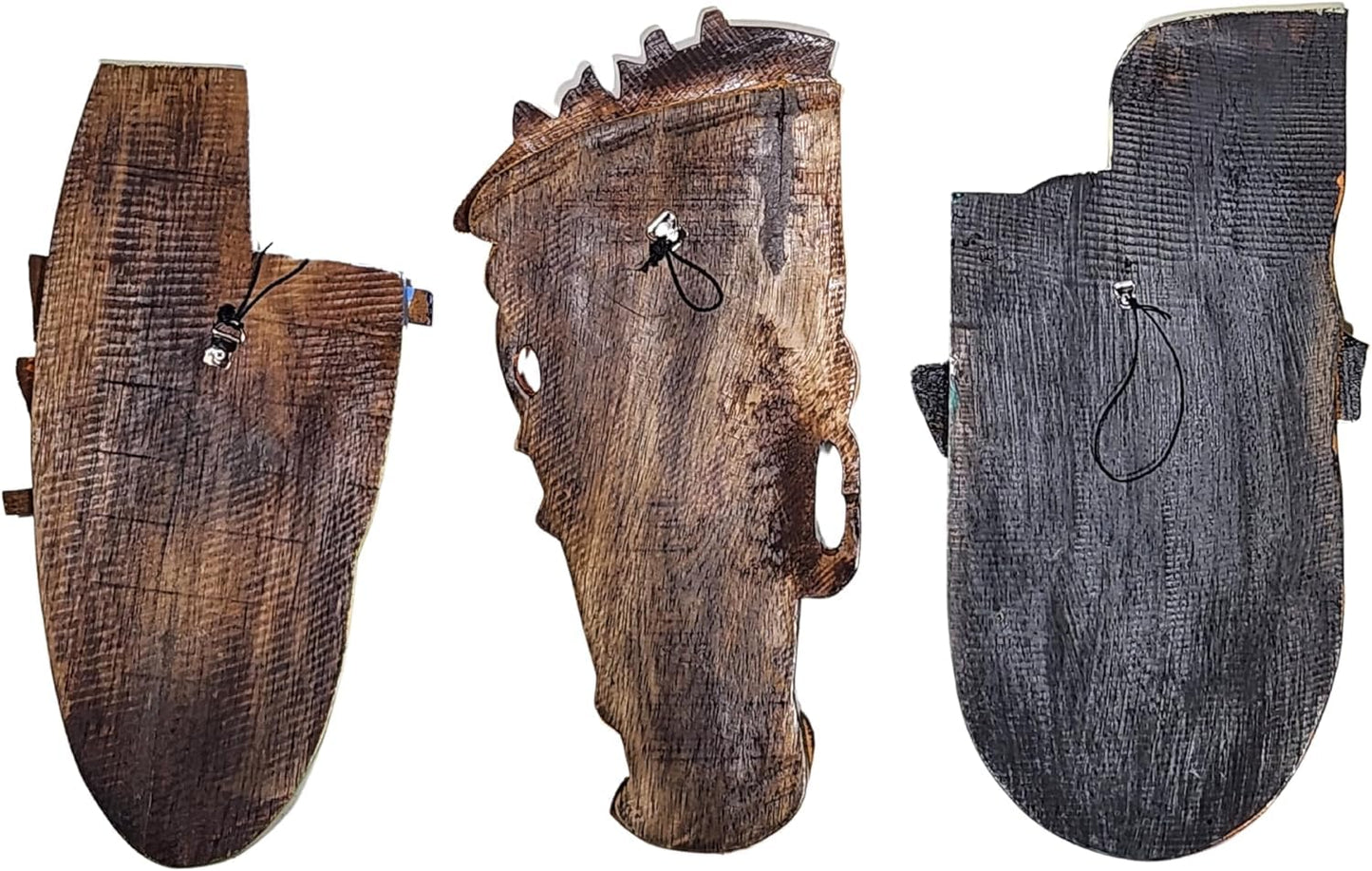 WorldBazzar 3 Pc Abstract MASK African Hand Carved Wooden Tribal Tiki MASK Wall Decor FACE Cubist Picasso