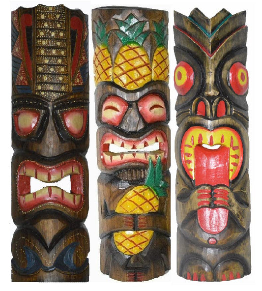 20" Large Set of 3 Polynesian Hawaiian Tiki Style Wall Masks