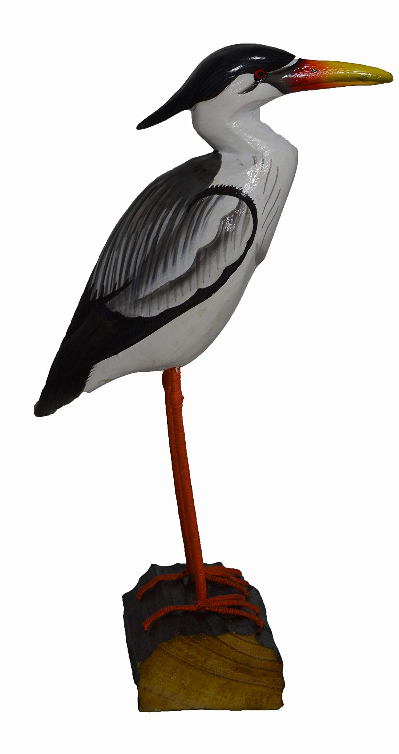 Hand Carved Painted Wood Carving Heron Bird Decoy Vintage Style Wood Replica Life-Like Figurine
