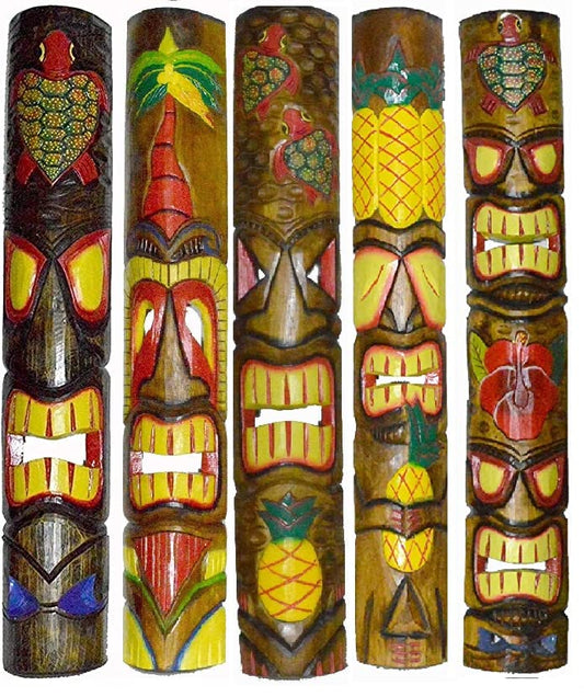 XGATMLAABBCC Set of 5 40" Polynesian Hawaiian Tiki Bar Style Wall Masks