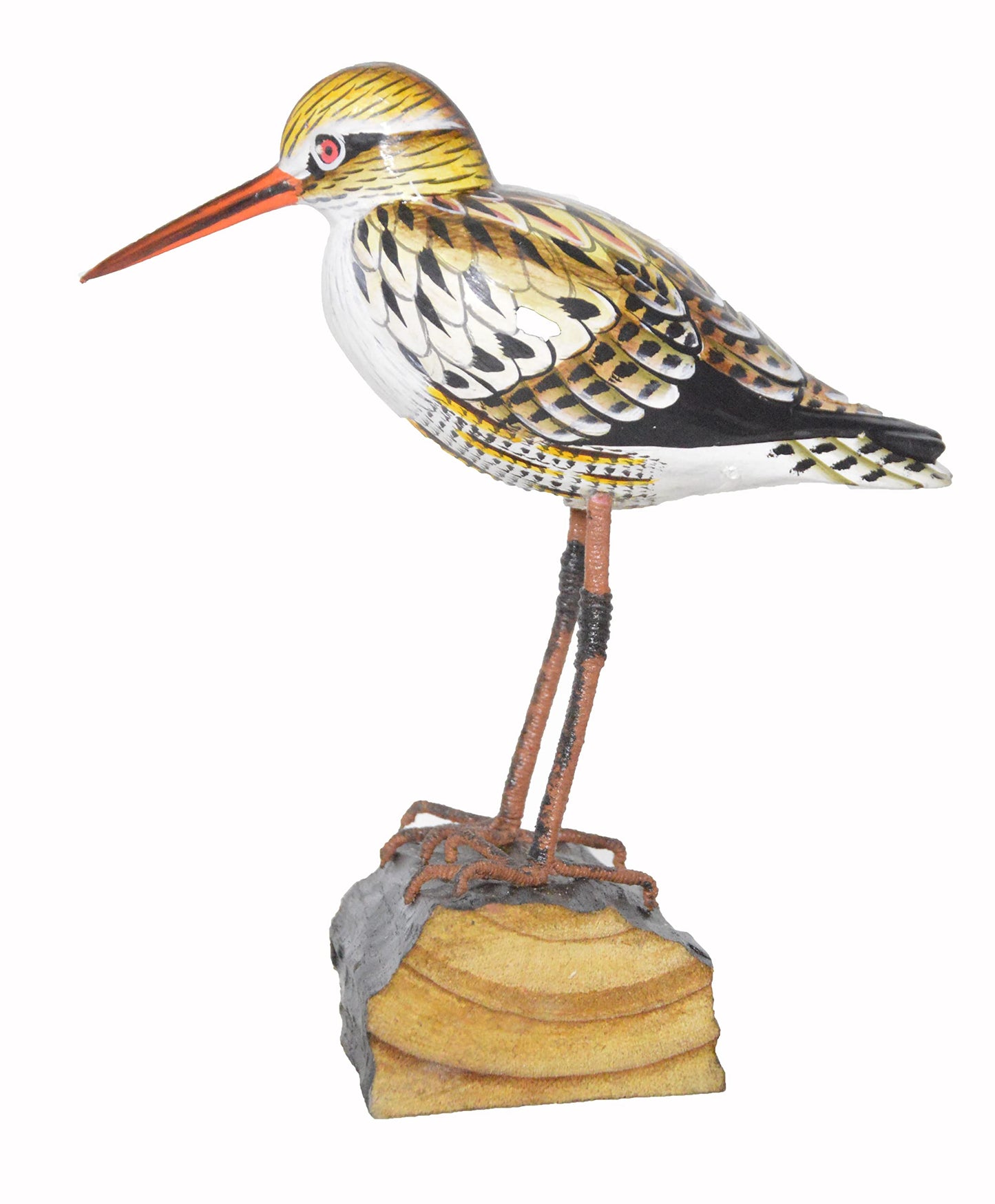 WorldBazzar 8 Hand Carved Painted Wood Carving SHOREBIRD Sandpiper Bird Decoy Vintage Style Blue Red Brown Green Yellow White Pink Black Medium