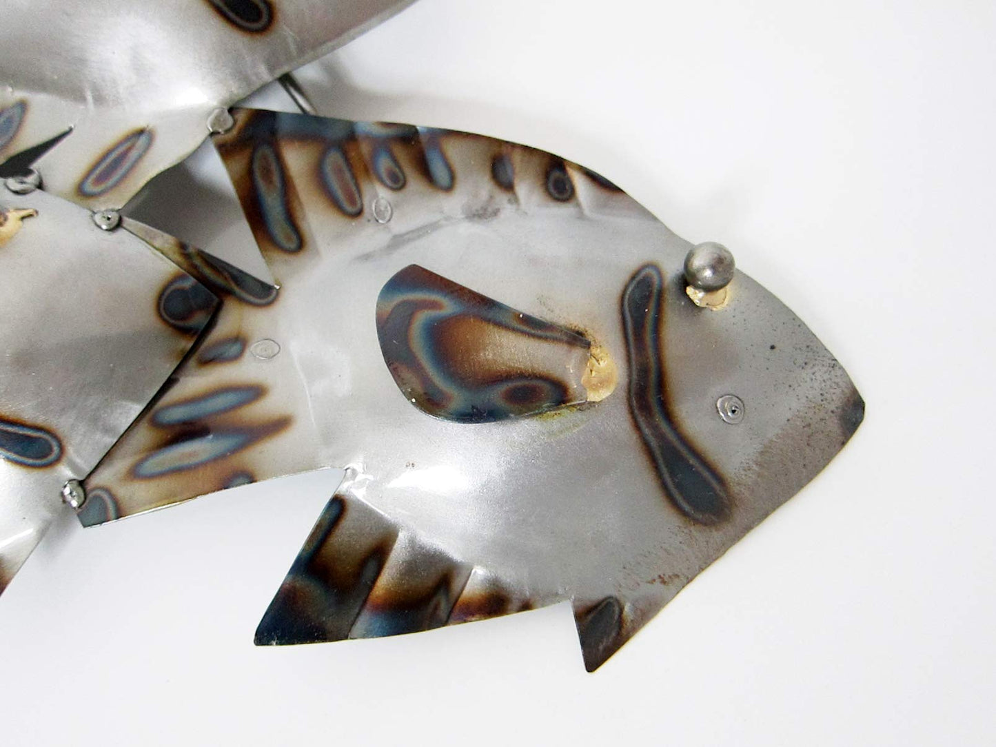 BEAUTIFUL UNIQUE silver NAUTICAL SCHOOL OF FISH METAL WALL ART