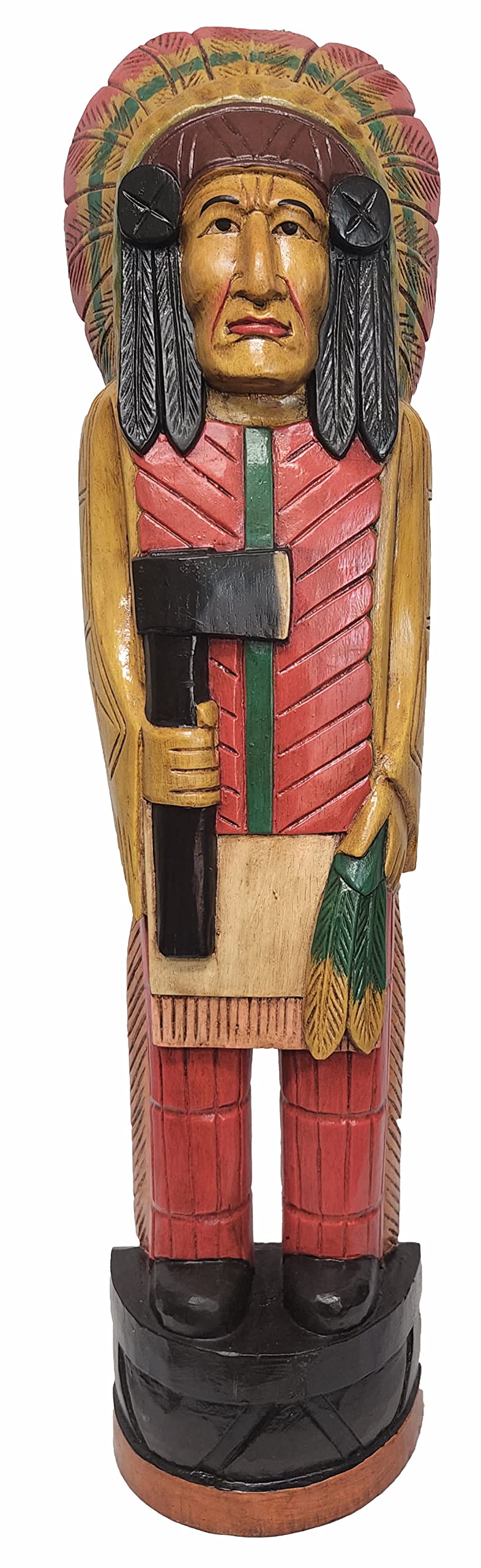 WorldBazzar Cigar Axe Indian Huge Hand Crafted Wooden Sculpture Cowboys Horseshoes Shotgun Old west Hunting Red, Green, Brown, Blue, Natural, Yellow, Orange