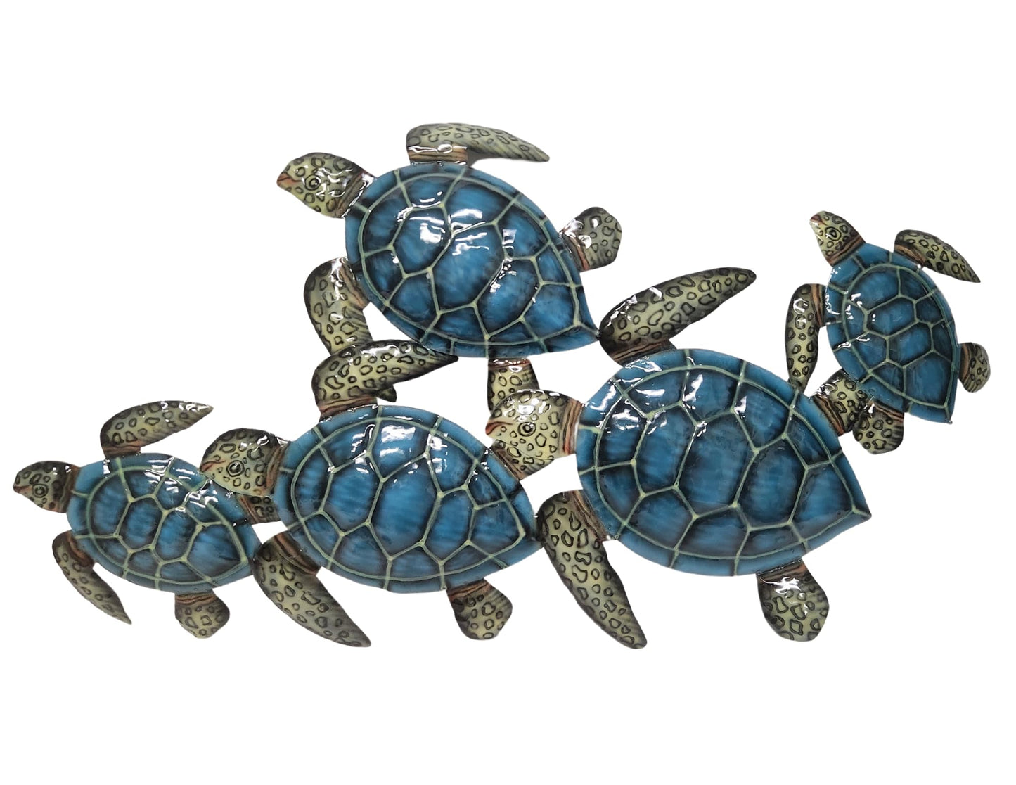 WorldBazzar BLUE HUGE BEAUTIFUL UNIQUE SEA OCEAN TURTLE METAL TROPICAL loggerhead ISLAND WALL ART