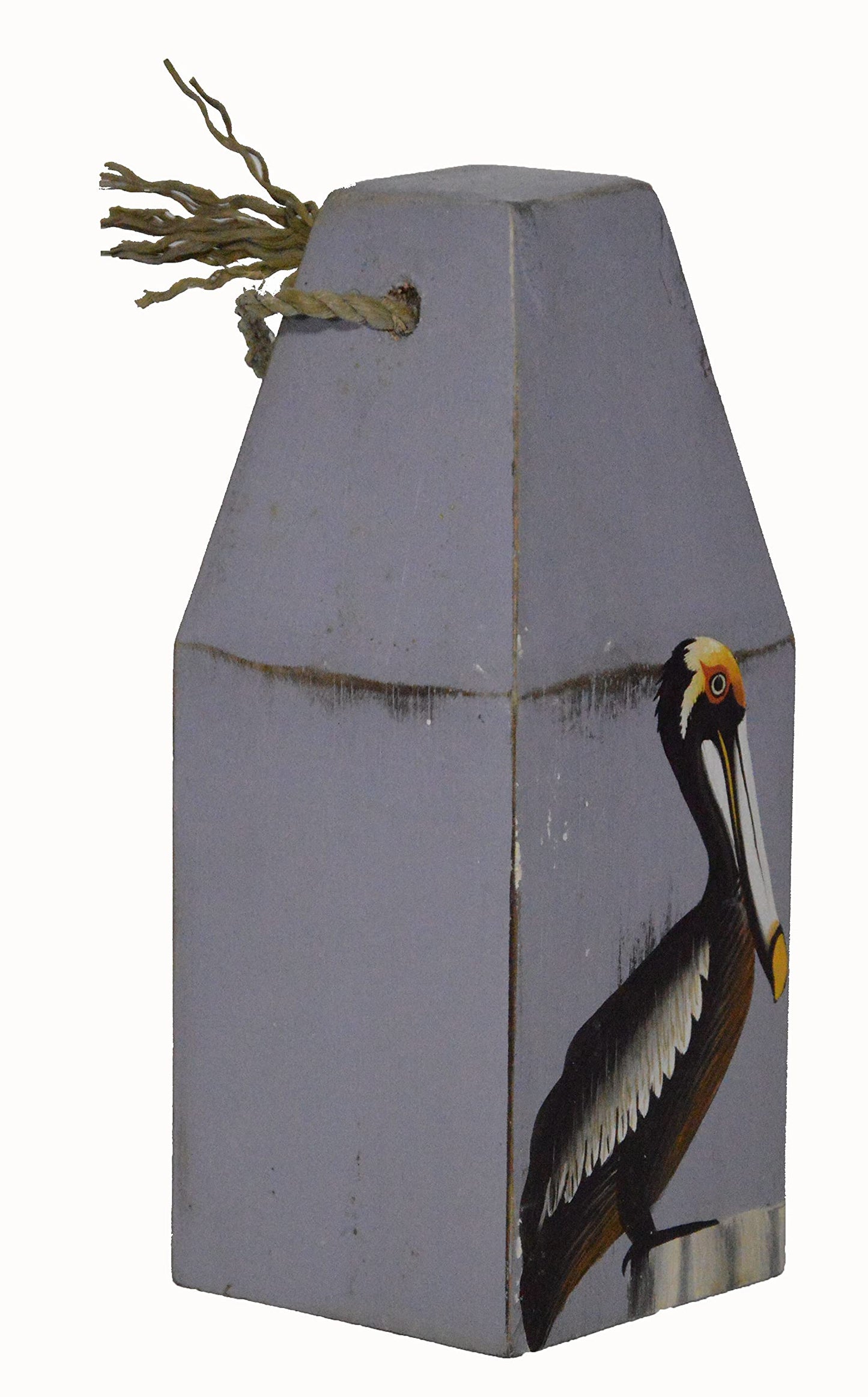 WorldBazzar Buoy and Paddle Set Hand Carved Beautiful Wood Pelican Coastal Bird Buoy Sculpture Tropical Home Decor Art Nautical Blue, Green, Pink, Red, White, Brown, Black, Yellow Medium