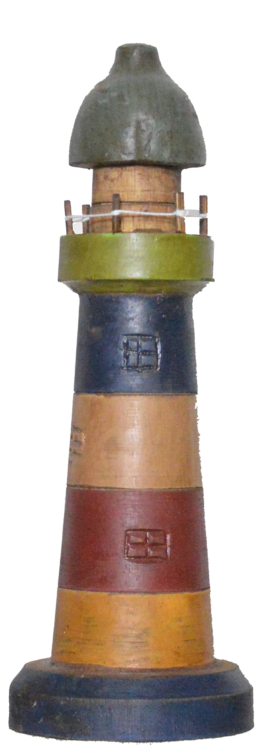 New Hand Carved Lighthouse 12" Color Design Wood Carving Nautical Statue Kitchen Gadget Sculpture