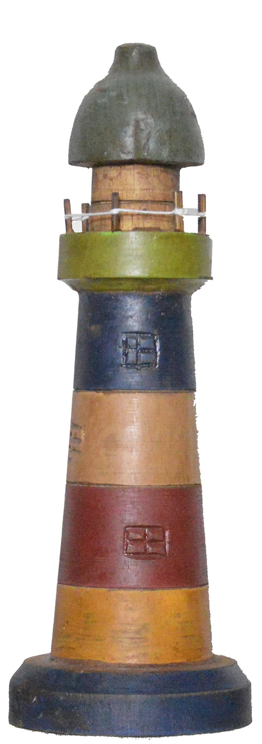New Hand Carved Lighthouse 12" Color Design Wood Carving Nautical Statue Kitchen Gadget Sculpture
